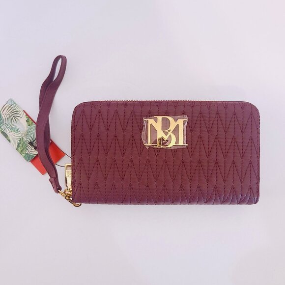 Badgley Mischka Quilted Wristlet Wallet – Merlot Burgundy - Picture 2 of 9